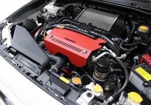 Subaru WRX Pulley Cover - Perrin Performance - Red - `15-`21 Subaru WRX Pulley Cover - Perrin Performance - Red - `15-`21